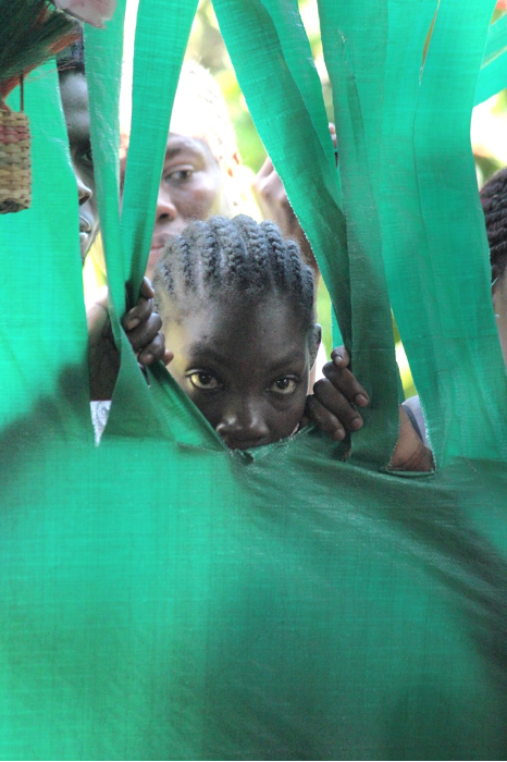 Looking through ripped tarp